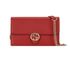 Interlocking G Wallet On Chain, &pound;475, Handbags, Red, Leather, Front view
